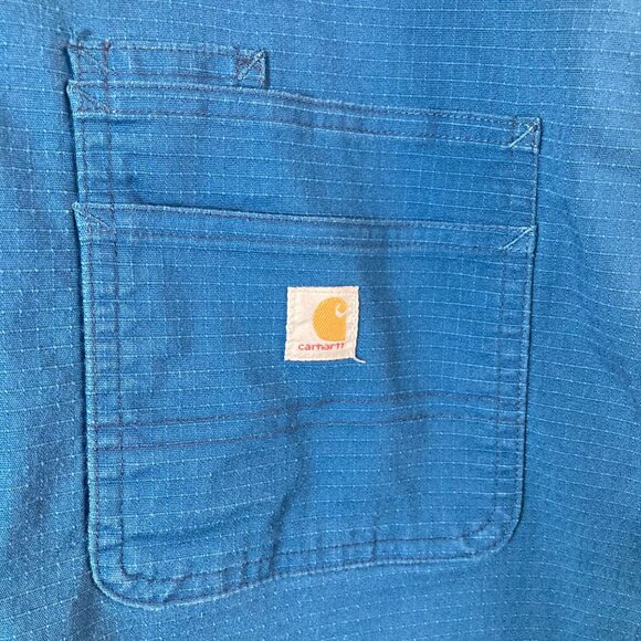 Mens Carhartt V Neck Scrub Top Green XL C16418 #1 Cotton Poly Spandex Ripstop - Picture 5 of 8